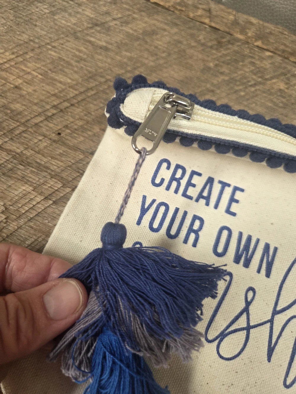 NWT Canvas Cosmetic Pouch Create Your Own Sunshine Cute BagTassel Trim 8x10 B1L